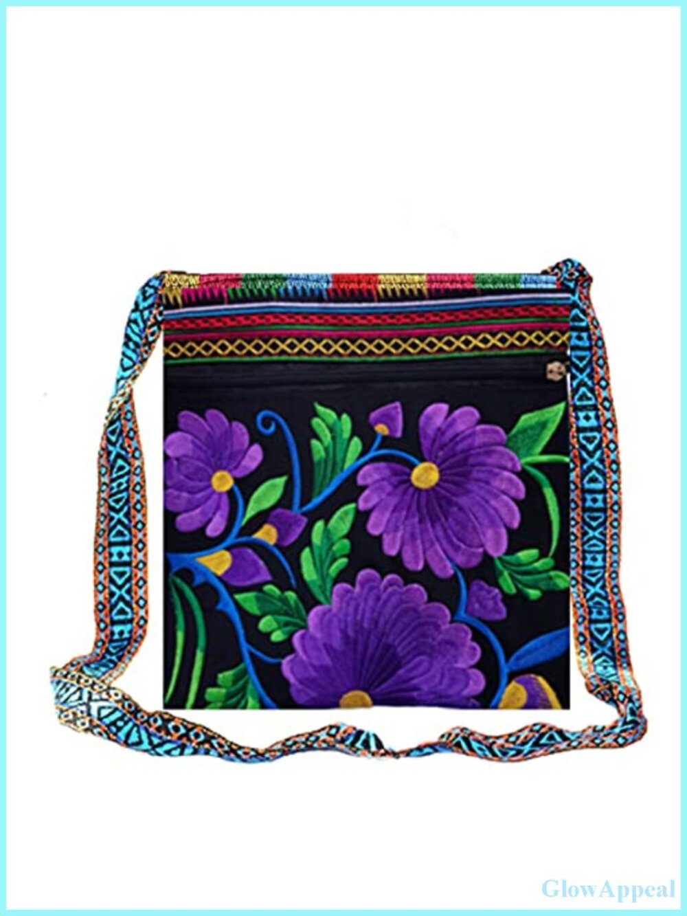 Embroidered Crossbody Shoulder Bag Boho Purse for Women Travel Handbag